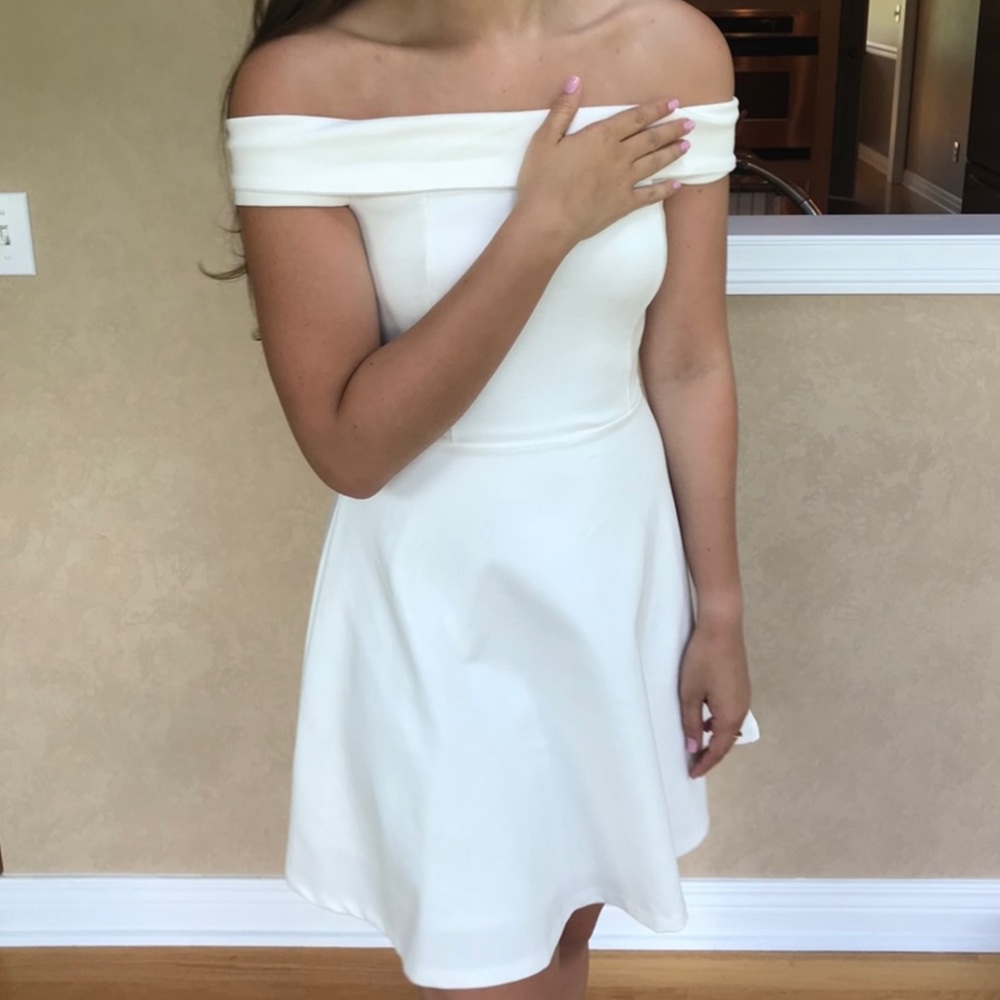 Lulu’s White Dress off the shoulder